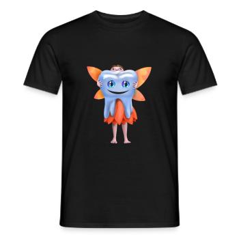 Hardworking tooth fairy with smiling healthy tooth - Men's T-Shirt - black - Front - AI Model Male 178 light (178cm)