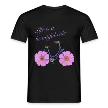Bike with Flowers - Life is a beautiful ride - T-shirt homme - noir - Devant - AI Model Male 178 light (178cm)