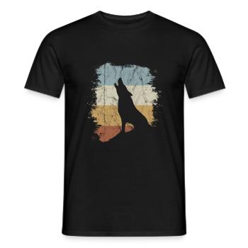 Cadeau vintage oldschool rétro hurlant loup - T-shirt homme - noir - Devant - AI Model Male 178 light (178cm)