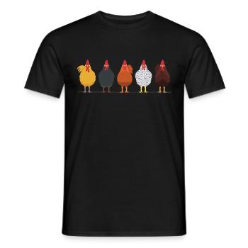 Chickens Hen Rooster Gockel - Men's T-Shirt - black - Front - AI Model Male 178 light (178cm)