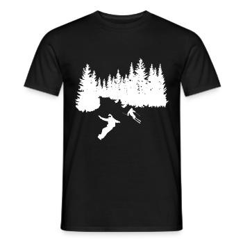 Trees - Snowboarding - Skiing - (4) - Men's T-Shirt - black - Front - AI Model Male 178 light (178cm)