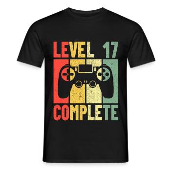 Birthday Gaming Gamer Zocker Level 17 Complete - Men's T-Shirt - black - Front - AI Model Male 178 light (178cm)