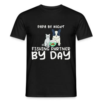 Papa By NIght Fishing Partner By Day Retirement Pla - Men's T-Shirt - black - Front - AI Model Male 178 light (178cm)