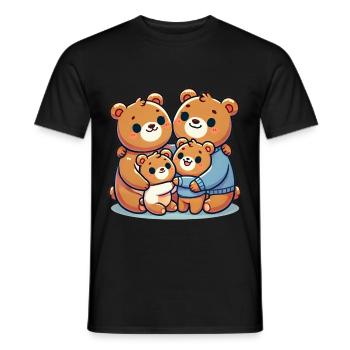 Bear Family Mother And Father With Two Children - Men's T-Shirt - black - Front - AI Model Male 178 light (178cm)