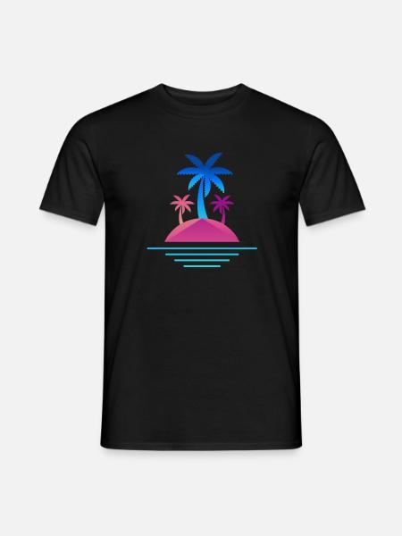 Île palmiers Design Temps mort - T-shirt homme - noir