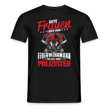Femmes Polzistes Pompier Cher Amour - T-shirt homme - noir - Devant - AI Model Male 178 light (178cm)
