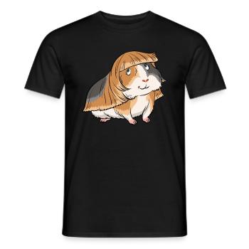Coupe de cheveux de coupe de fourrure de coiffeur de cochon d'Inde - T-shirt homme - noir - Devant - AI Model Male 178 light (178cm)