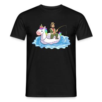 Angeln Einhorn Schwimmreifen Gummiboot Angler - Männer T-Shirt - Schwarz - Vorne - AI Model Male 178 light (178cm)