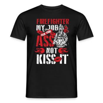 Pompier Mon travail est de sauver votre cul, pas de l'embrasser - T-shirt homme - noir - Devant - AI Model Male 178 light (178cm)