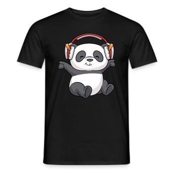 DJ Panda Kopfhörer Pandabär Bär - Männer T-Shirt - Schwarz - Vorne - AI Model Male 178 light (178cm)