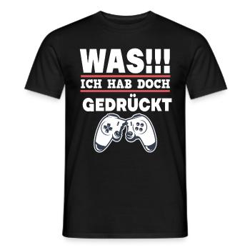 Gamer Zocker Gaming Spruch Ich hab doch gedrückt - Männer T-Shirt - Schwarz - Vorne - AI Model Male 178 light (178cm)