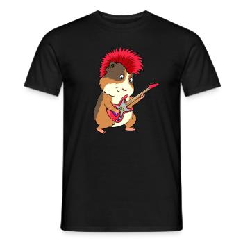 Lustiges Meerschweinchen Punk Rock Gitarre Musik - Männer T-Shirt - Schwarz - Vorne - AI Model Male 178 light (178cm)