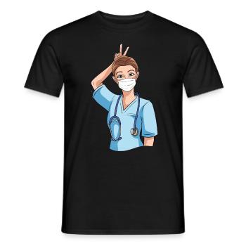 Funny nurse with humor - Men's T-Shirt - black - Front - AI Model Male 178 light (178cm)