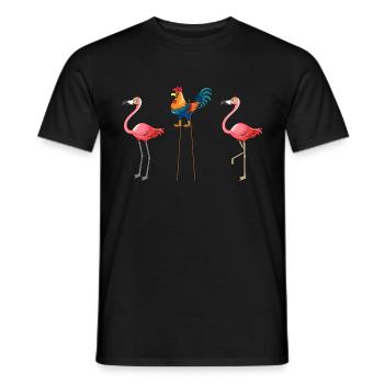 Coq drôle déguisé en flamant rose - T-shirt homme - noir - Devant - AI Model Male 178 light (178cm)