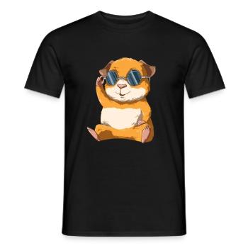 Mignon petit cochon d'Inde avec des lunettes de soleil - T-shirt homme - noir - Devant - AI Model Male 178 light (178cm)