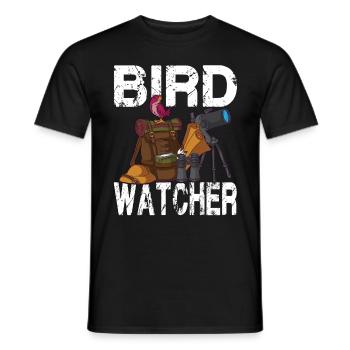 Observateur d'oiseaux pour un ornithologue - T-shirt homme - noir - Devant - AI Model Male 178 light (178cm)