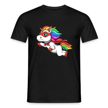 Lustiges Einhorn als Held für einen Superheld - Männer T-Shirt - Schwarz - Vorne - AI Model Male 178 light (178cm)