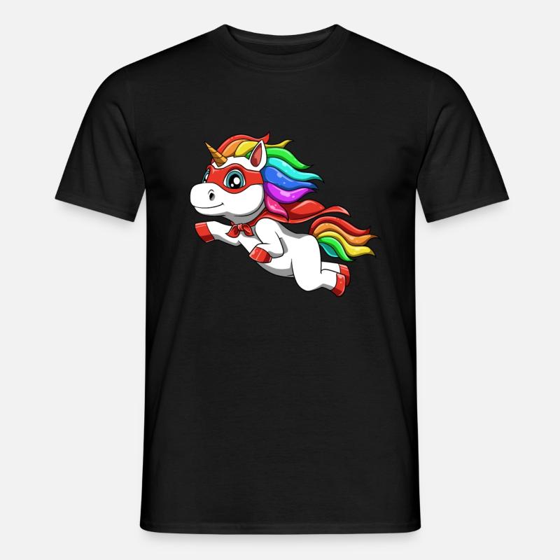 Lustiges Einhorn als Held für einen Superheld - Männer T-Shirt - Schwarz