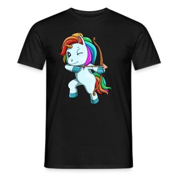 Cute Unicorn Arrow Bow - Men's T-Shirt - black - Front - AI Model Male 178 light (178cm)