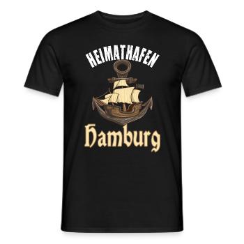 Heimathafen Hamburg Segelschiff - Männer T-Shirt - Schwarz - Vorne - AI Model Male 178 light (178cm)