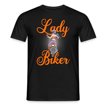 Lady Biker für eine Motorradfahrerin Bikerin - Männer T-Shirt - Schwarz - Vorne - AI Model Male 178 light (178cm)