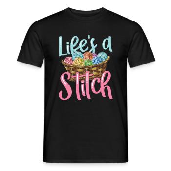 Lifes a stitch for a seamstress knitter - Men's T-Shirt - black - Front - AI Model Male 178 light (178cm)