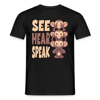 Voir Entendre parler pour un étudiant ou dans le - T-shirt homme - noir - Devant - AI Model Male 178 light (178cm)