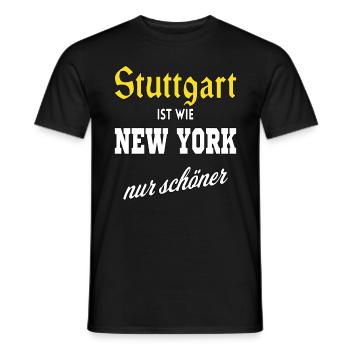 Stuttgart ist wie New York nur schöner - Männer T-Shirt - Schwarz - Vorne - AI Model Male 178 light (178cm)