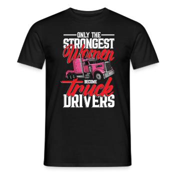 Seules les femmes les plus fortes deviennent conductrices de camion - T-shirt homme - noir - Devant - AI Model Male 178 light (178cm)