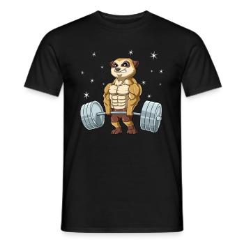 Erdmännchen Gewichtheben Fitness-Studio - Männer T-Shirt - Schwarz - Vorne - AI Model Male 178 light (178cm)