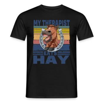 My Therapist Eats Hay - Männer T-Shirt - Schwarz - Vorne - AI Model Male 178 light (178cm)