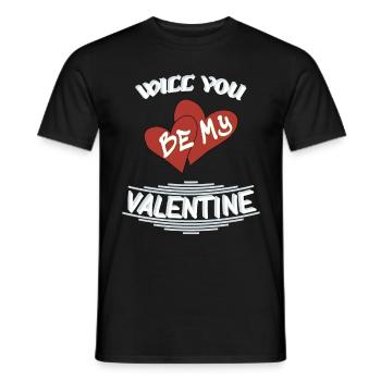 Will you be my valentine - Männer T-Shirt - Schwarz - Vorne - AI Model Male 178 light (178cm)
