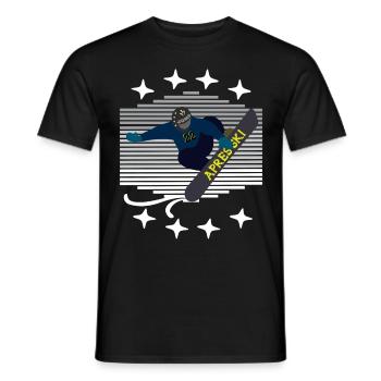 snowboarders, après-ski, party after, piste - Men's T-Shirt - black - Front - AI Model Male 178 light (178cm)