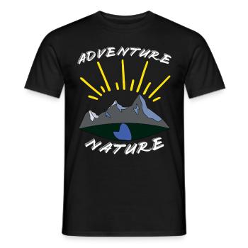Adenture Nature, Aventure Nature, Camping - T-shirt homme - noir - Devant - AI Model Male 178 light (178cm)