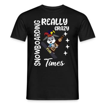 Snowboarding crazy times, Easter with Snowboard - Men's T-Shirt - black - Front - AI Model Male 178 light (178cm)