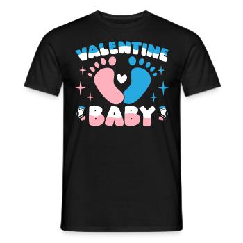 Saint-Valentin Anniversaire Naissance de bébé 14 février - T-shirt homme - noir - Devant - AI Model Male 178 light (178cm)