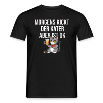 Morgens kickt der Kater ! Malle - Mallorca - Party - Männer T-Shirt - Schwarz - Vorne - AI Model Male 178 light (178cm)