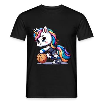 Cute Basketball Player Unicorn - Men's T-Shirt - black - Front - AI Model Male 178 light (178cm)