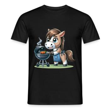 Cute BBQ Horse - Männer T-Shirt - Schwarz - Vorne - AI Model Male 178 light (178cm)