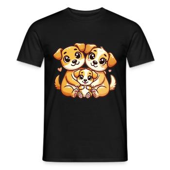 Chien aimant famille mère et père avec un enfant - T-shirt homme - noir - Devant - AI Model Male 178 light (178cm)