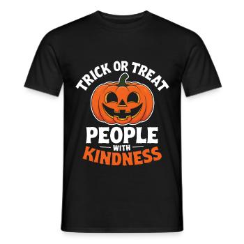 Treat People with Kindness! Pumpkin Halloween - Men's T-Shirt - black - Front - AI Model Male 178 light (178cm)
