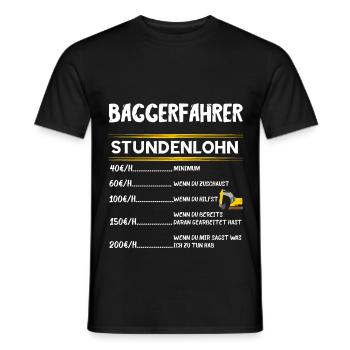 Baggerfahrer Stundenlohn Bagger Fahrer Baggerführe - Männer T-Shirt - Schwarz - Vorne - AI Model Male 178 light (178cm)