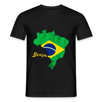 Brasil Karte Brasilianische Flagge Brasilien Reise - Männer T-Shirt - Schwarz - Vorne - AI Model Male 178 light (178cm)