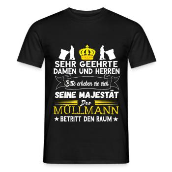 Müllmann Müllfahrzeug Stadtreinigung Müllwagen Fah - Männer T-Shirt - Schwarz - Vorne - AI Model Male 178 light (178cm)