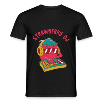 Strawberry DJ Erdbeere Musiker Turntable Plattensp - Männer T-Shirt - Schwarz - Vorne - AI Model Male 178 light (178cm)