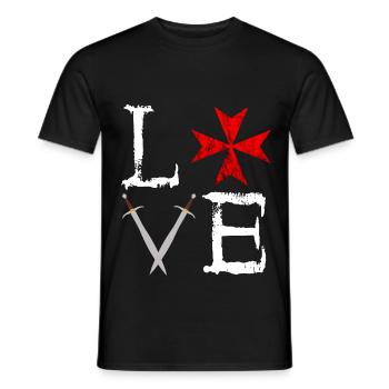 Ritterorden Johanniterorden Deus Vult Tempel Ritte - Männer T-Shirt - Schwarz - Vorne - AI Model Male 178 light (178cm)