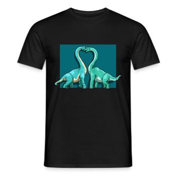 Brachiosaurus Dinosaurier Herz Paar Liebe - Männer T-Shirt - Schwarz - Vorne - AI Model Male 178 light (178cm)