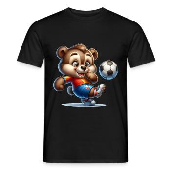 Mignon joueur de football ours - T-shirt homme - noir - Devant - AI Model Male 178 light (178cm)