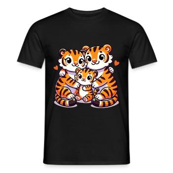 Famille Tigre Mère Et Père Avec Un Enfant - T-shirt homme - noir - Devant - AI Model Male 178 light (178cm)