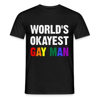World's Okayest Gay Man - Men's T-Shirt - black - Front - AI Model Male 178 light (178cm)